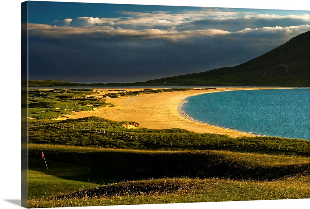 Borve golf club at sunset in Hebreides Isle of Harris by the sea