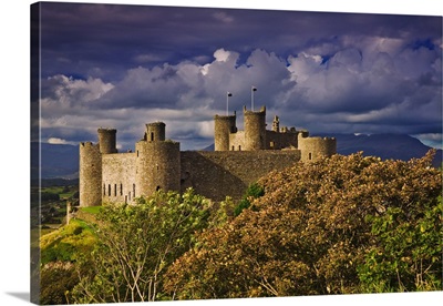 UK, Wales, Gwynedd, A view of the Harlech Castle, built by Edward I in 1289