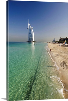 United Arab Emirates, Dubai, Dubai City, Burj Al Arab Hotel and Jumeirah beach