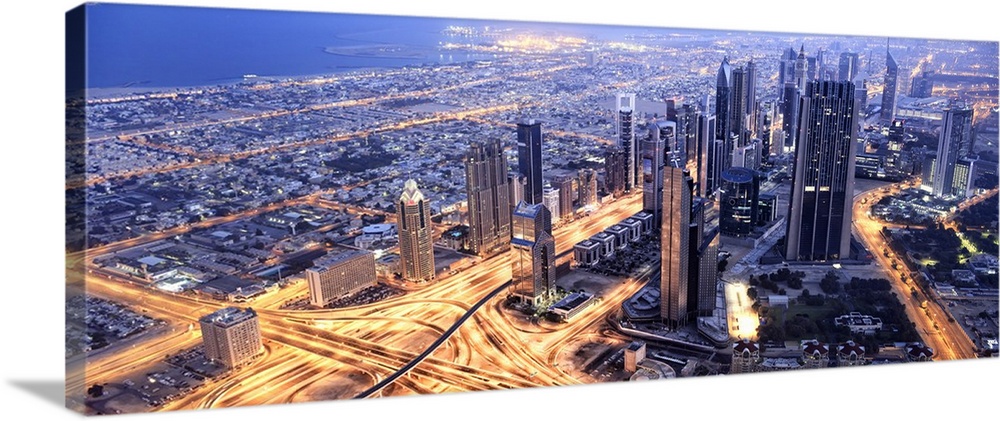 United Arab Emirates, Dubai, Dubai City, Arab states of the Persian Gulf, Dubai skyscrapers overview from Burj Khalifa, th...