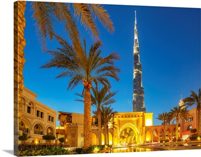 United Arab Emirates, Dubai, Entrance Gate And Burj Khalifa, Tower.