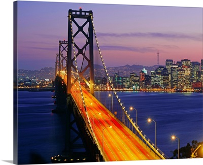 United States, California, San Francisco, Bay Bridge and Downtown in background