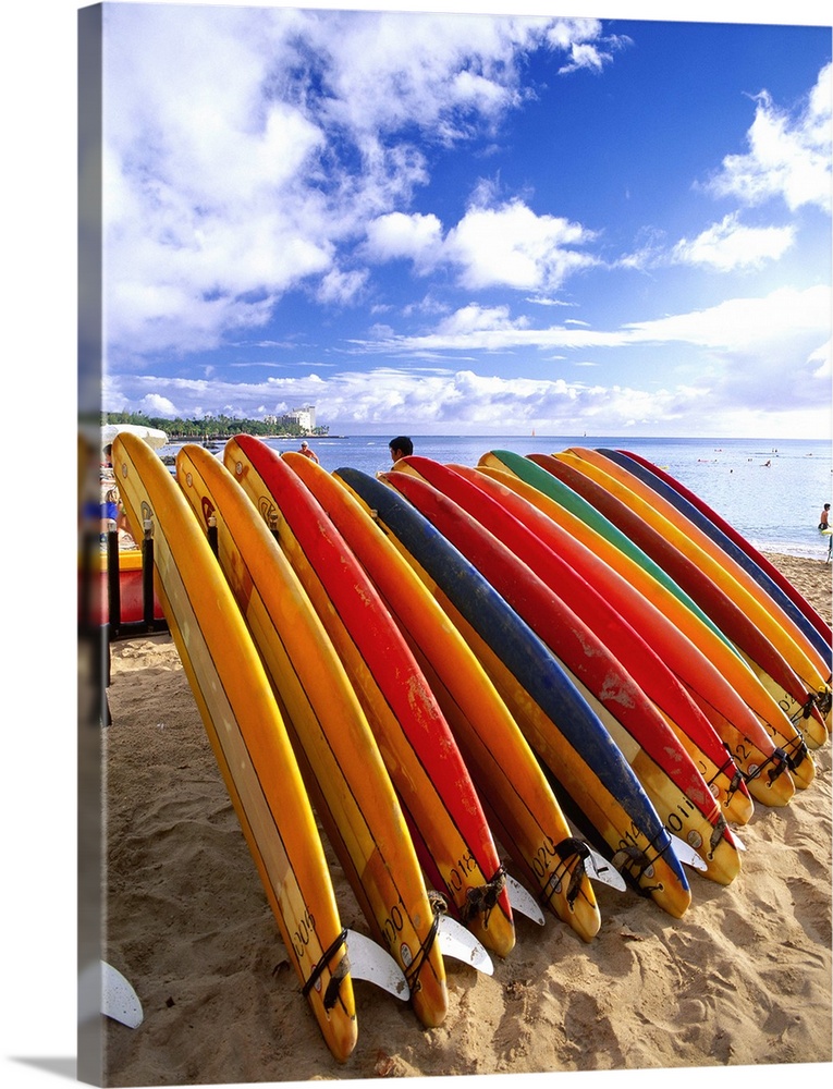 United States, Hawaii, Waikiki beach, surfboards