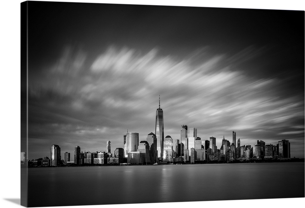 United States, New York City, Manhattan, Lower Manhattan, One World Trade Center, Freedom Tower, View from New Jersey towa...