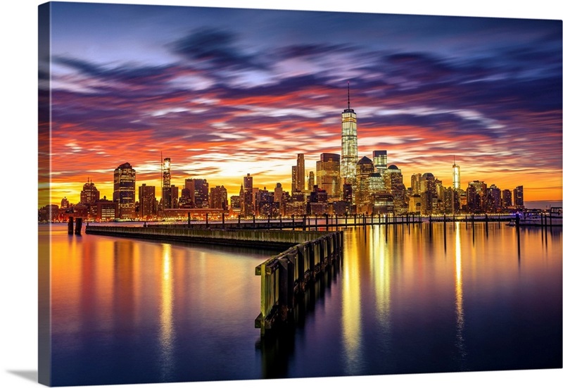 Print or Matted NYC Photograph Lower Manhattan Skyline with Freedom Tower 2 Colors FREE USA Shipping! Available in Many Sizes
