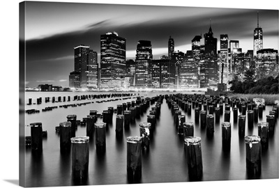 USA, New York City, Manhattan, View Of The Financial District Skyline From Brooklyn