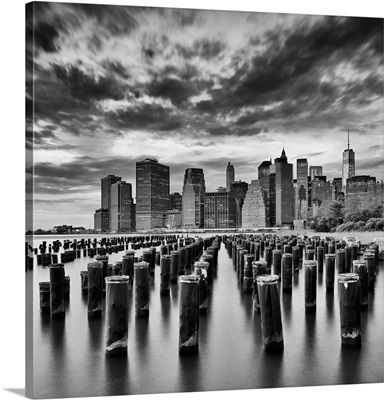 USA, New York City, View Of The Financial District Skyline From Brooklyn