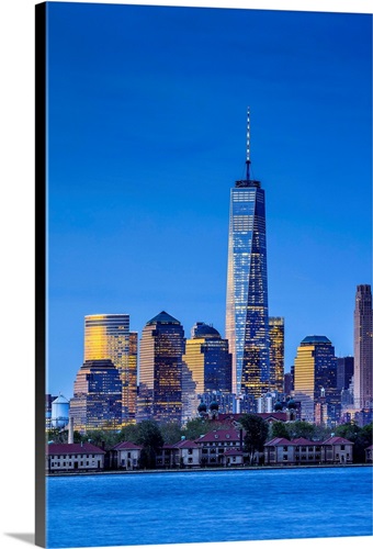 USA, New York City, View Towards The One World Trade Center, Freedom Tower,  At Night Wall Art, Canvas Prints, Framed Prints, Wall Peels