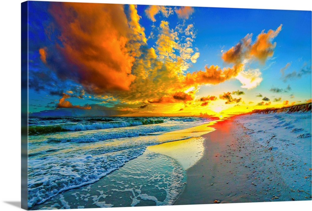 Beach SEASCAPE SUNSET  Canvas Art Print Box Framed Picture Wall Hanging BBD