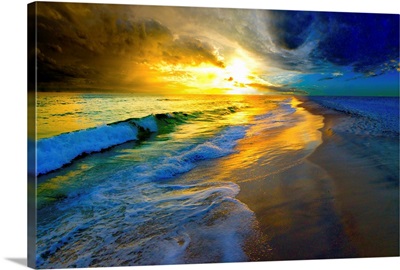 Beautiful Ocean Sunset Prints Waves And Beach