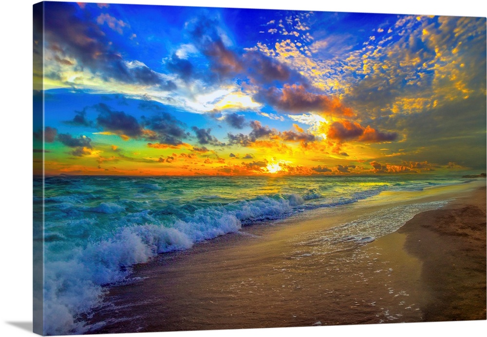 Blue Green Beautiful Beach Sunset