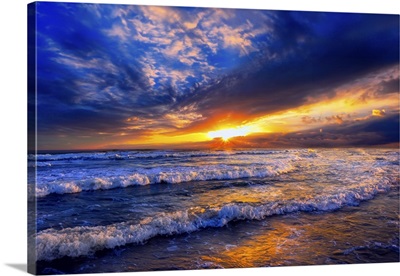 Blue Orange Ocean Sunset Landscape