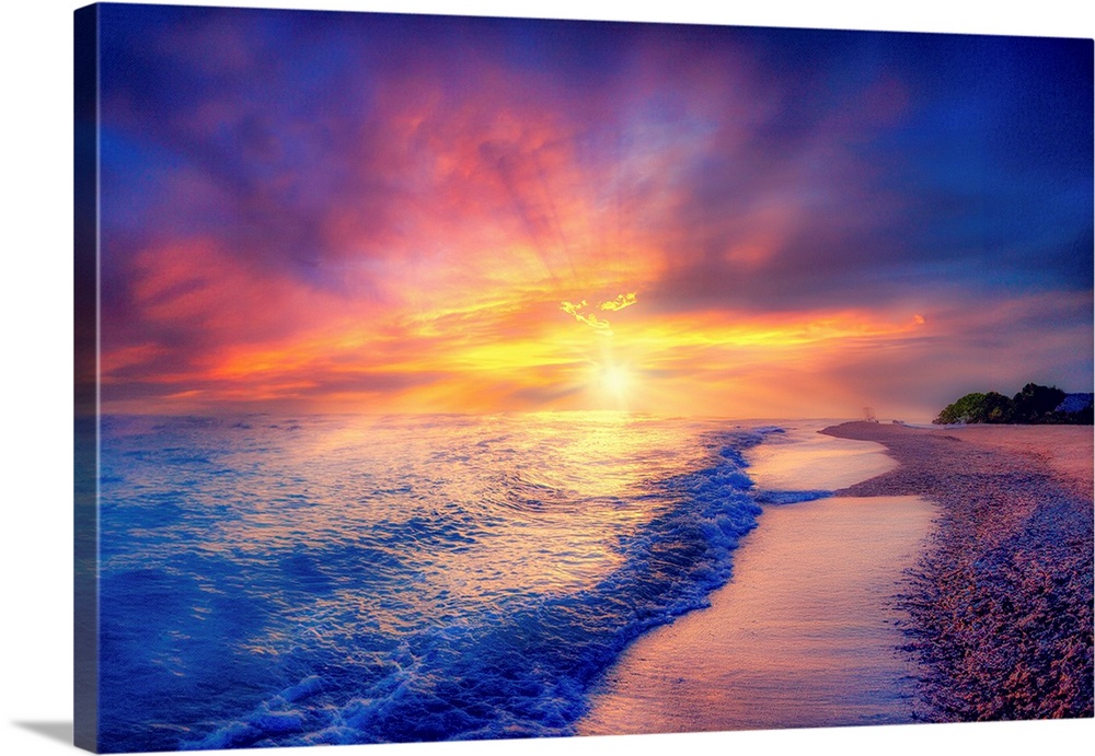 Calm Purple And Blue Reflection At Sunset