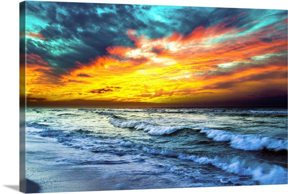 Cold Angry Sea ? Waves Breaking On Destin Beach Fl Wall Art, Canvas