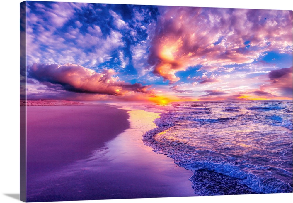 Dark Blue Surreal Ocean Sunset