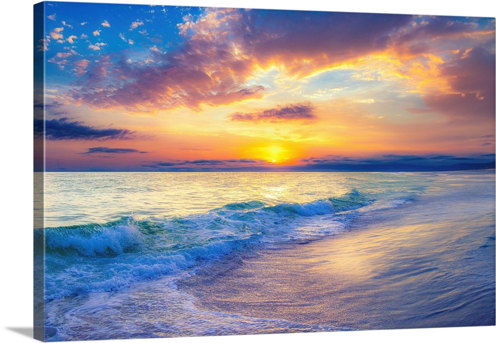 Dark Cloudy Blue Ocean Sunset