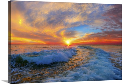 Golden Spiral Ocean Waves Sunset