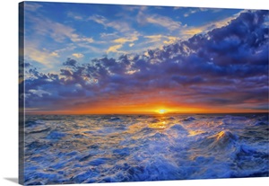 Purple Blue Red Sunset Ocean Wave image thumbnail