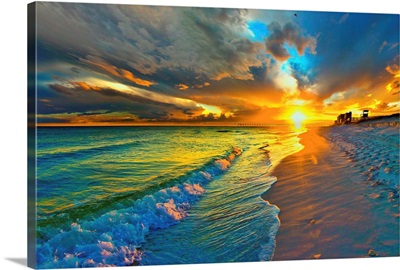 Sunset Seascape  Blue Beach Landscape
