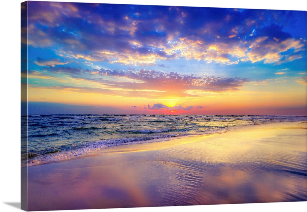 Turquoise Ocean Waves At Sunset