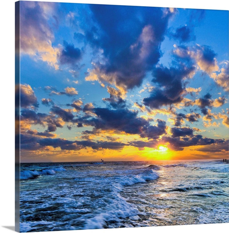 Winter Sunset Florida Beach-Expanding Puffy Clouds | Great Big Canvas