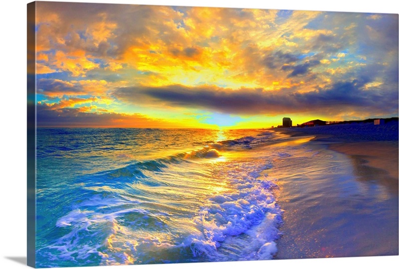 Beautiful Beach Sunset Watercolor - Canvas – artAIstry