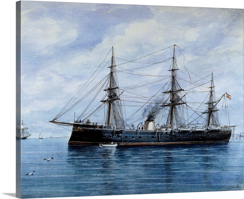 MONLEON Y TORRES, Rafael (1835-1900). Numancia Frigate. Ship built in 1863, it was used in 1870 by Amadeo of Spain to trav...
