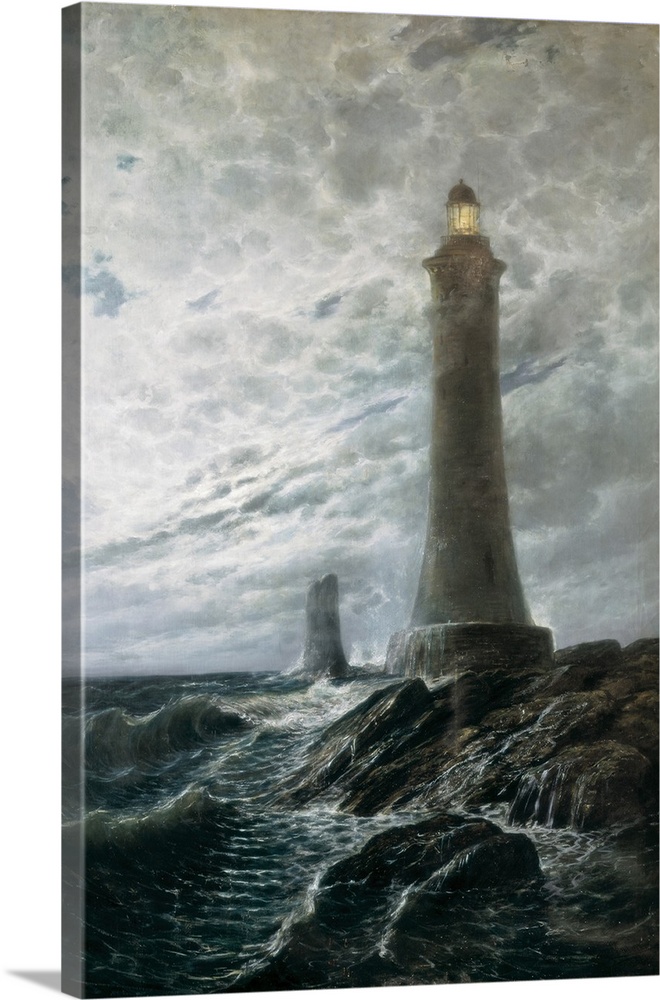 MONLEON Y TORRES, Rafael (1835-1900). Lighthouse of Calais. 19th c. Romanticism. Oil on canvas. SPAIN. Valencia. San Pio V...