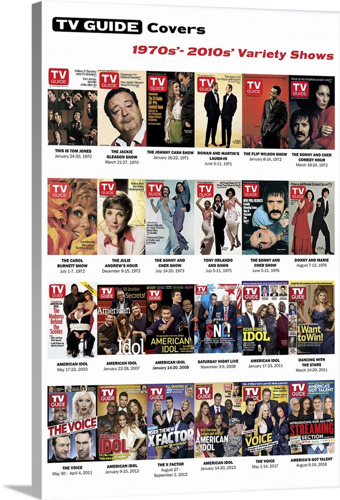 1970s' - 2010s' Variety Shows, TV Guide Covers Poster, 2020. TV Guide.