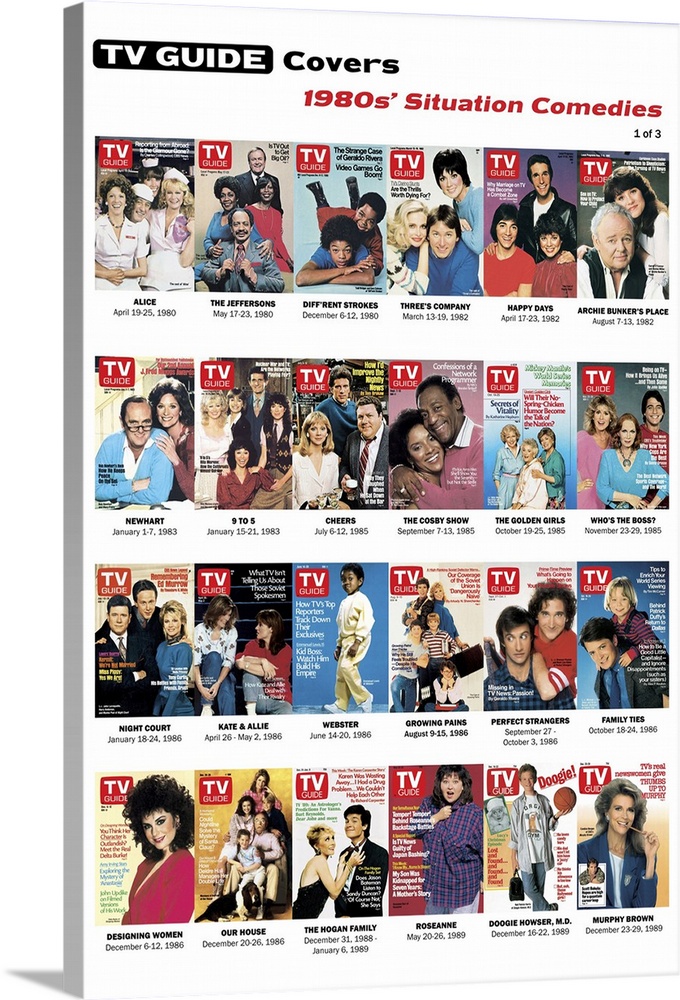 1980s' Situation Comedies #1 of 3, TV Guide Covers Poster, 2020. TV Guide.