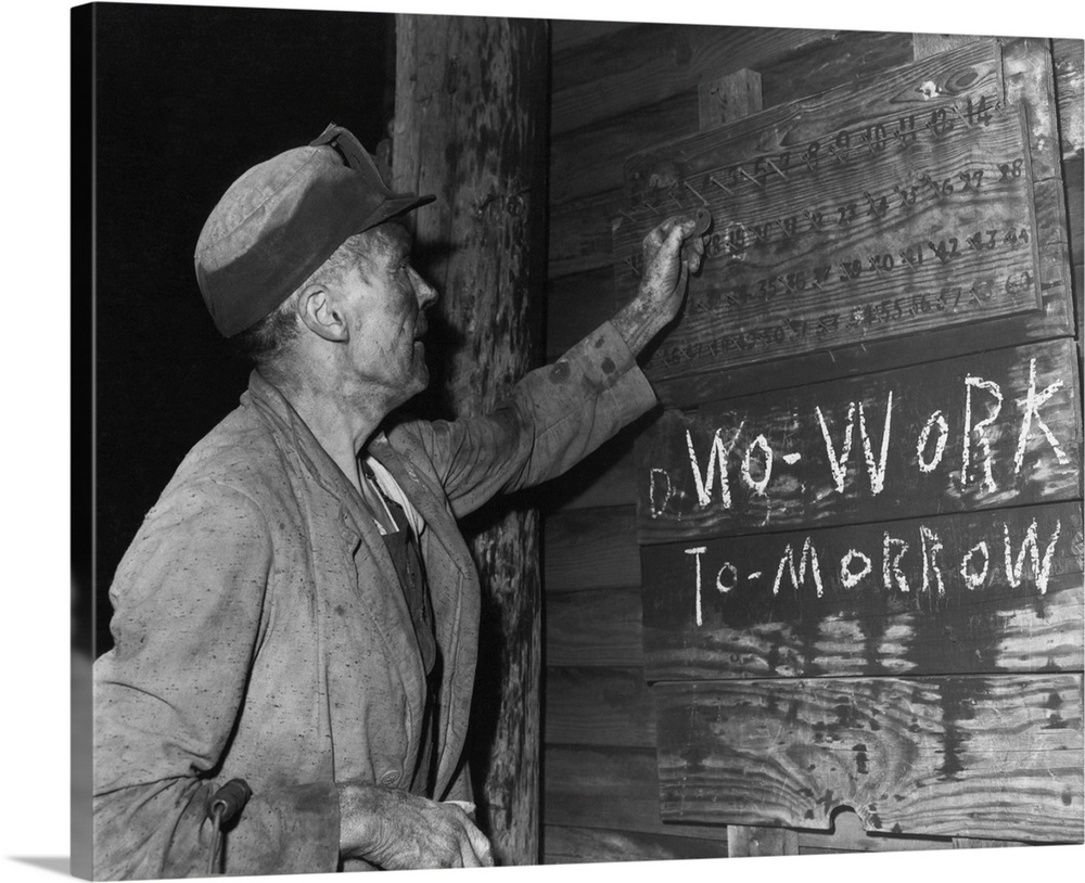 A Coal Loader Putting Up His Check At End Of Day's Work On Friday, Sept. 13, 1946