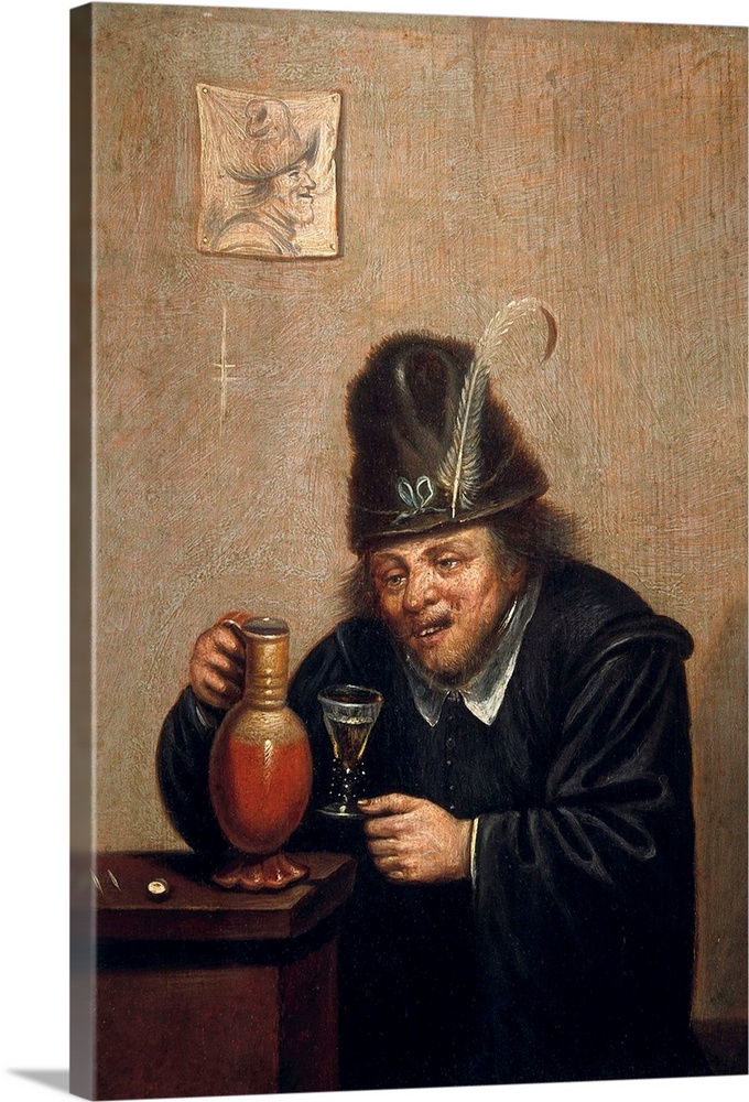 TENIERS II, David, the Younger (1610-1690). A man drinking. 17th c. TENIERS II, David the Younger (1610-1690). The drinker...