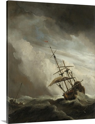 A Ship on the High Seas Caught by a Squall