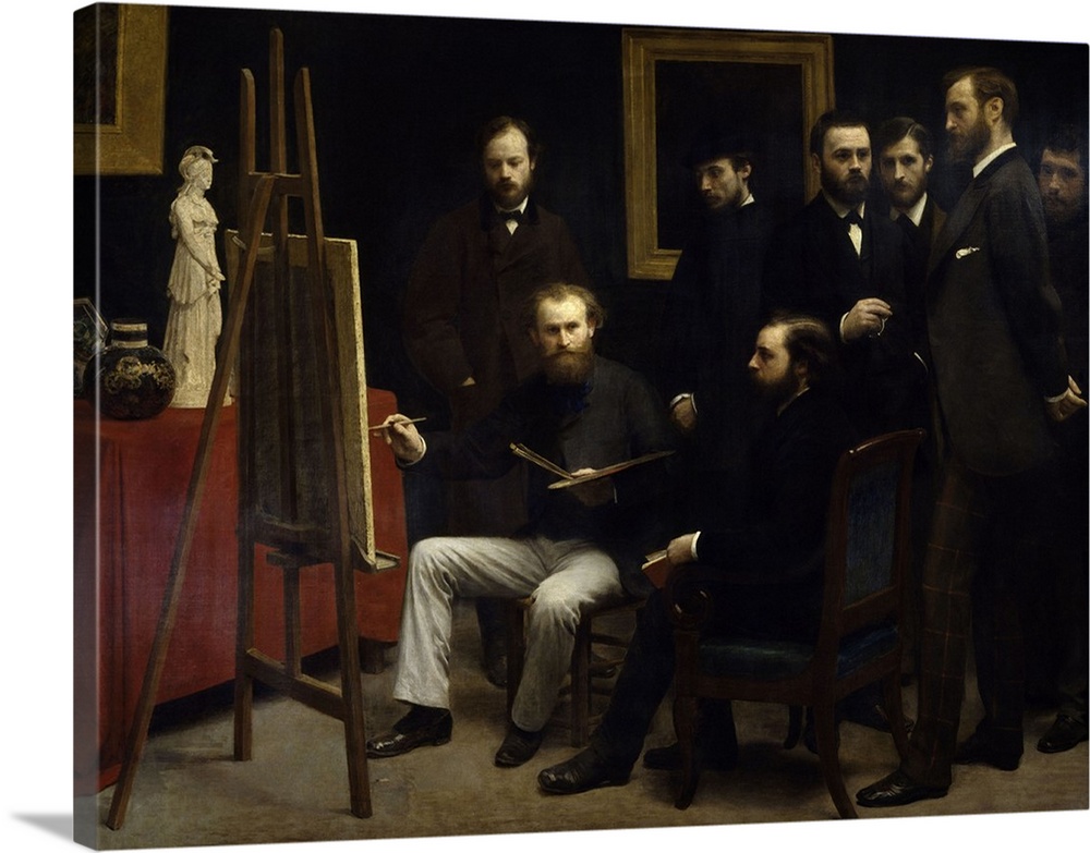 Henri Fantin Latour, French School. A Studio at Les Batignolles. 1870. Oil on canvas, 2.04 x 2.73 m. Paris, musee d'Orsay....