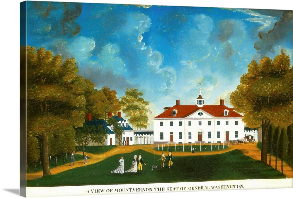 A View of Mount Vernon, by Anonymous painter, 1792 or after. The plantation house of George Washington as painted by an un...