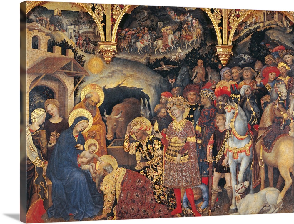 Altarpiece with the Adoration of the Magi, by Gentile di Niccol known as Gentile da Fabriano, 1423 about, 15th Century, te...