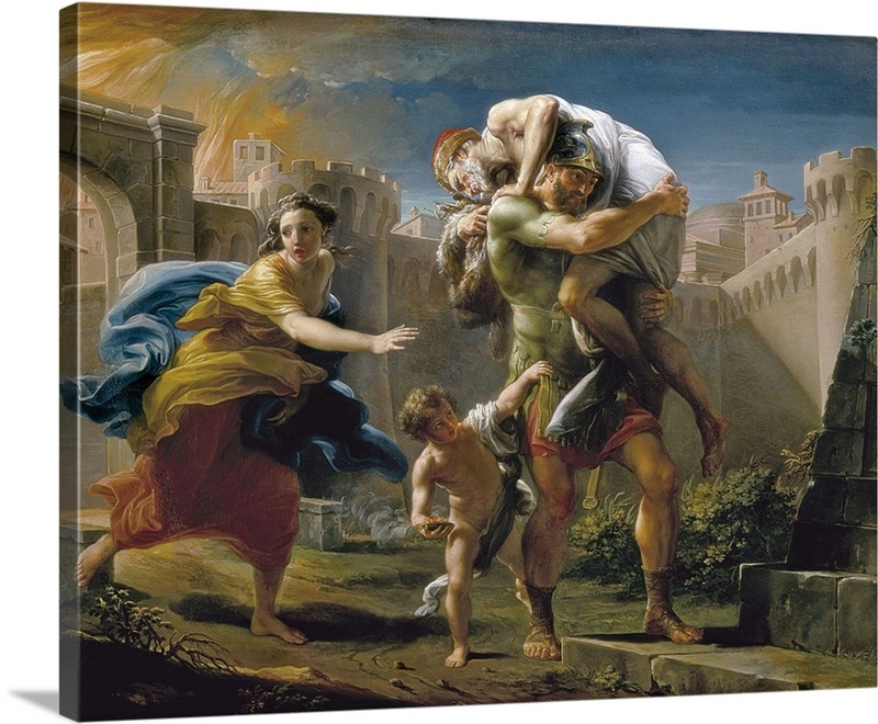 Aeneas and his Family Fleeing Troy Wall Art, Canvas Prints, Framed ...