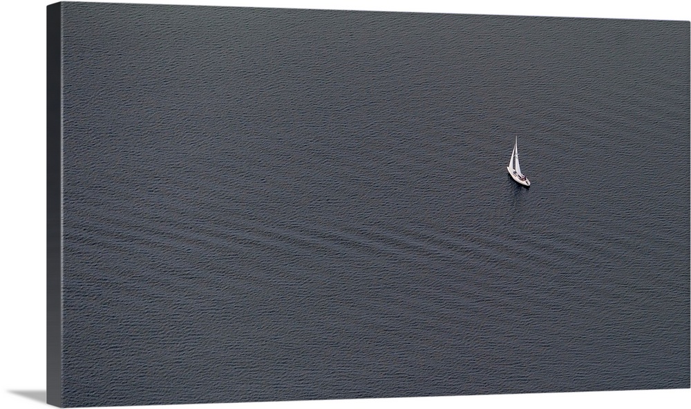 Aerial View Of Sailboat In Water