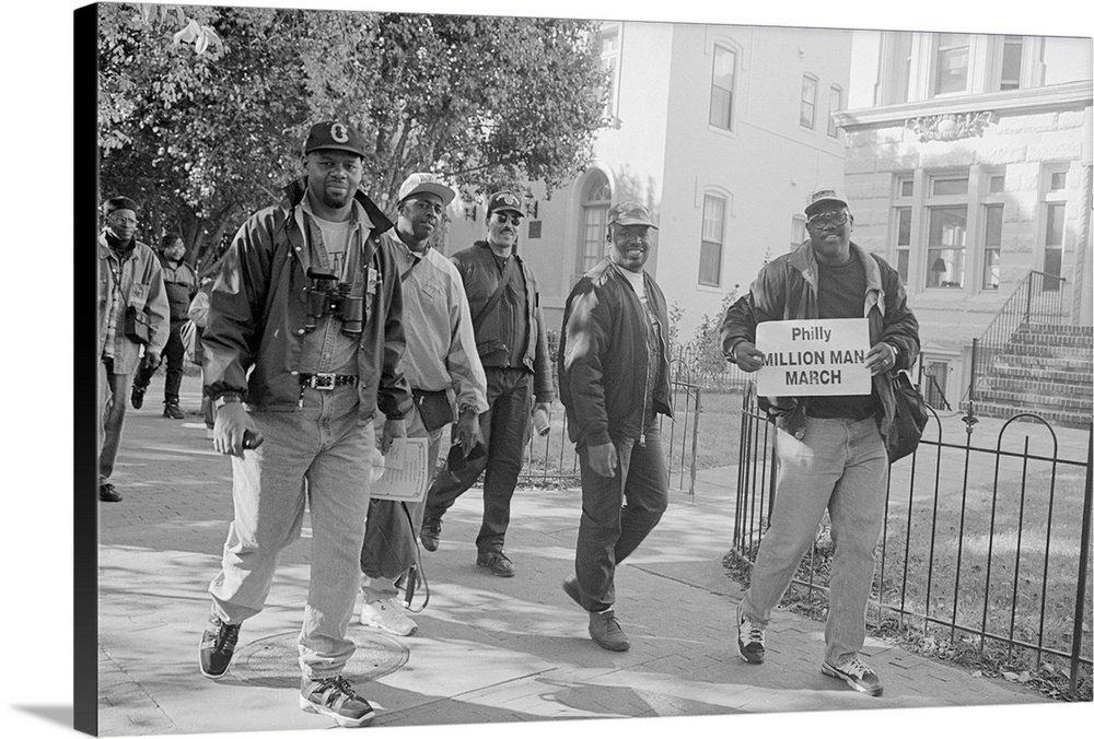 African American men walking on Capitol Hill, during the Million Man March in Washington, D.C. Oct. 16, 1995. The March's ...