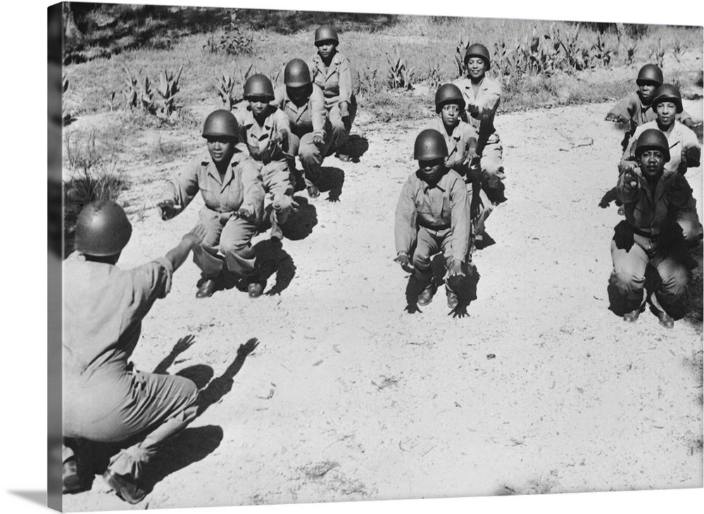 African American Women's Army Corps Nurses In Early-Morning Workout.