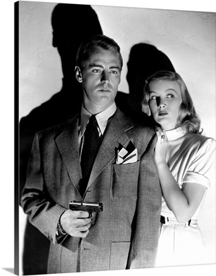 Alan Ladd and Veronica Lake in The Blue Dahlia - Vintage Publicity Photo