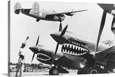 An American B-24 Liberator Bomber Takes Off From Advanced U.S. Base In China