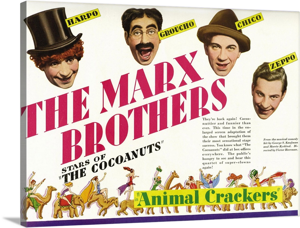 Animal Crackers, The Marx Brothers-Top L-R: Harpo Marx, Groucho Marx, Chico Marx, Zeppo Marx, 1930.