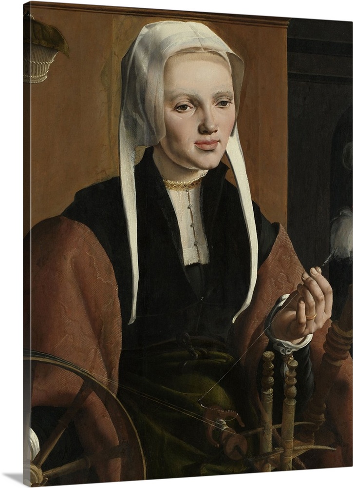 Anne Codde, wife of Pieter Gerritsz Bicker, by Maarten van Heemskerck, 1529, Dutch painting, oil on panel. Seated at a spi...