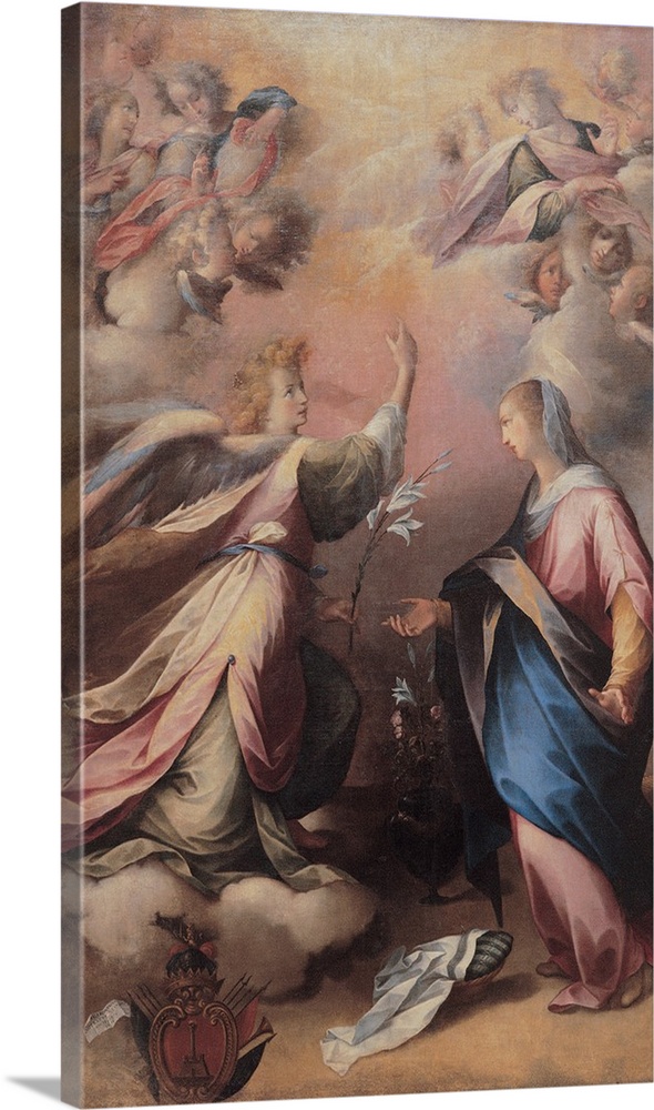 Imparato Gerolamo, Annunciation, 16th Century, oil on canvas, Italy, Puglia, Lecce, Ges Church, (479120) Everett Collectio...