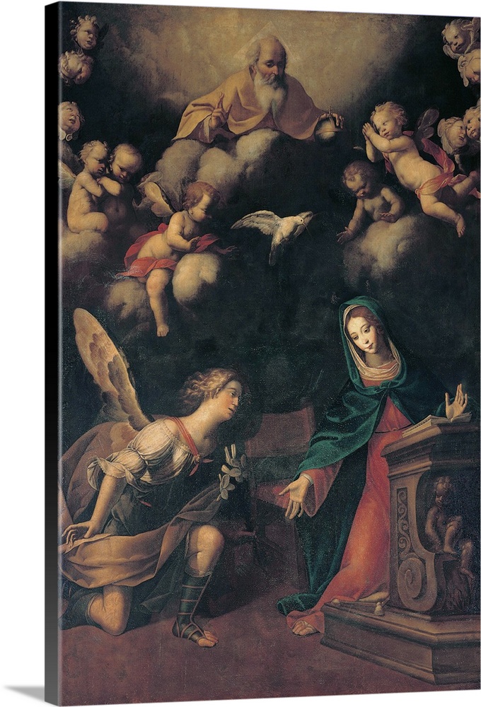 Annunciation, by Giuseppe Montalto, about, 17th Century, - Italy, Lombardy, Milan, San Sebastiano church. All. Annunciatio...