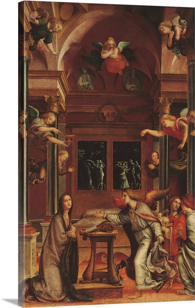 The Annunciation, by Unknown Artist, 16th Century, - Italy, Lombardy, Milan, Brera Art Gallery, Santa Marta church. All. A...