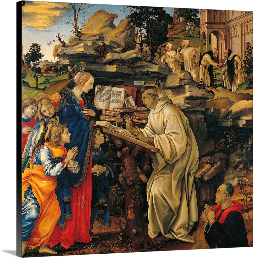 Apparition of the Virgin to St Bernard, by Filippino Lippi, 1479 - 1486 about, 15th Century, tempera on panel, cm 210 x 19...