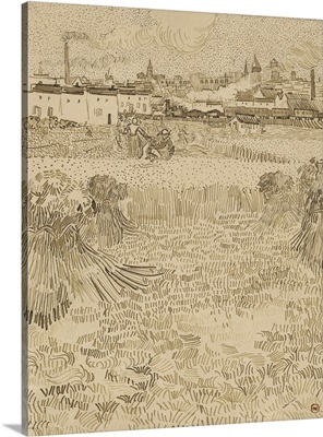Arles: View from the Wheatfields, by Vincent van Gogh, 1888, Dutch drawing
