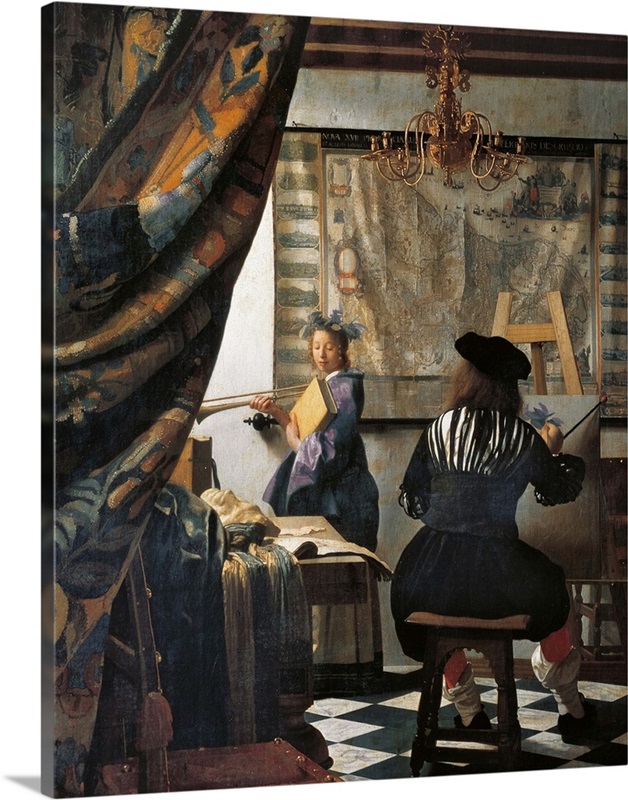 Art Of Painting By Jan Vermeer 1672 Wall Art Canvas Prints Framed